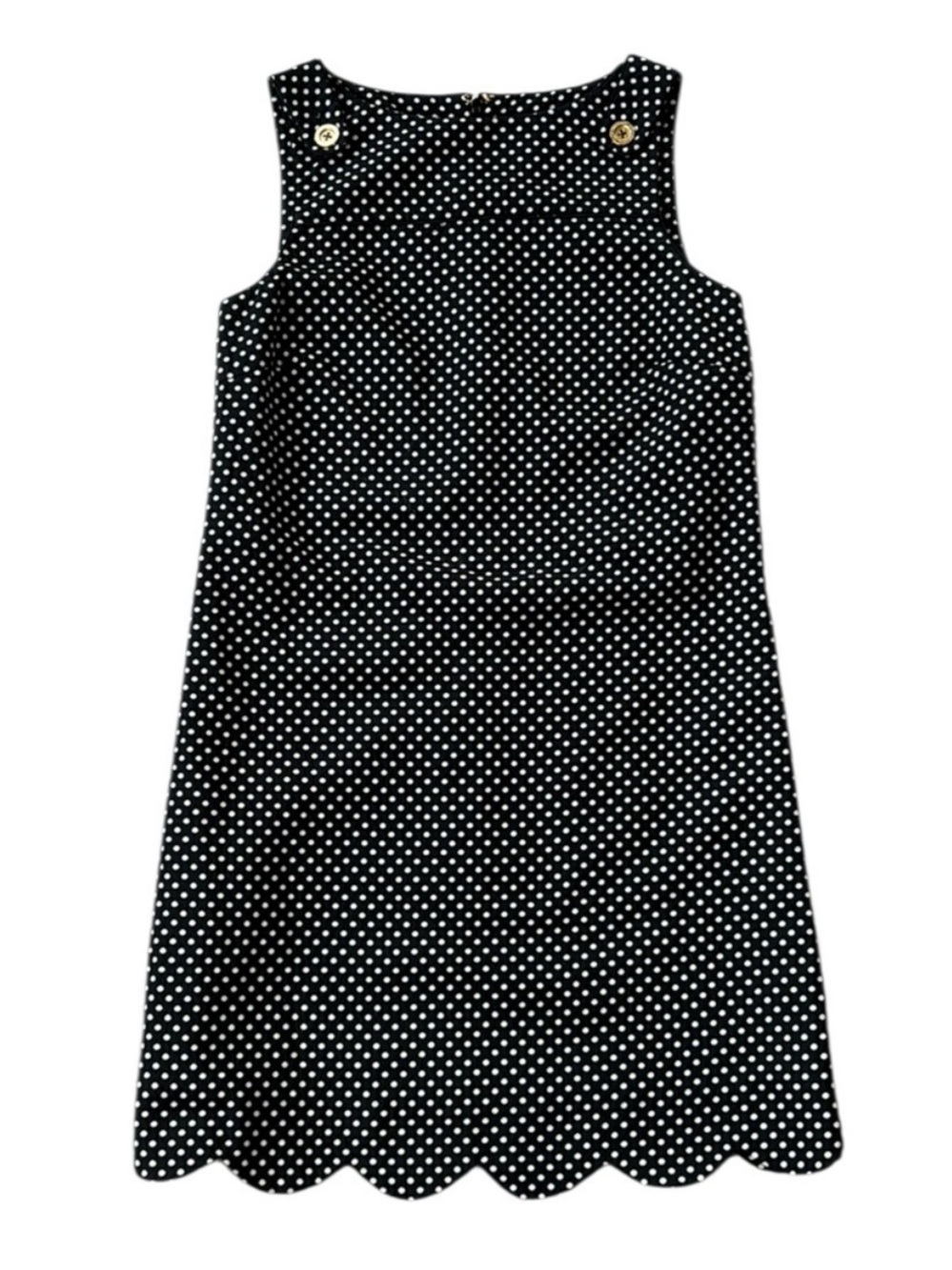 Classic Lilly Pulitzer Black White Polka Dot Scallop Hem Dress Size 4 Like New